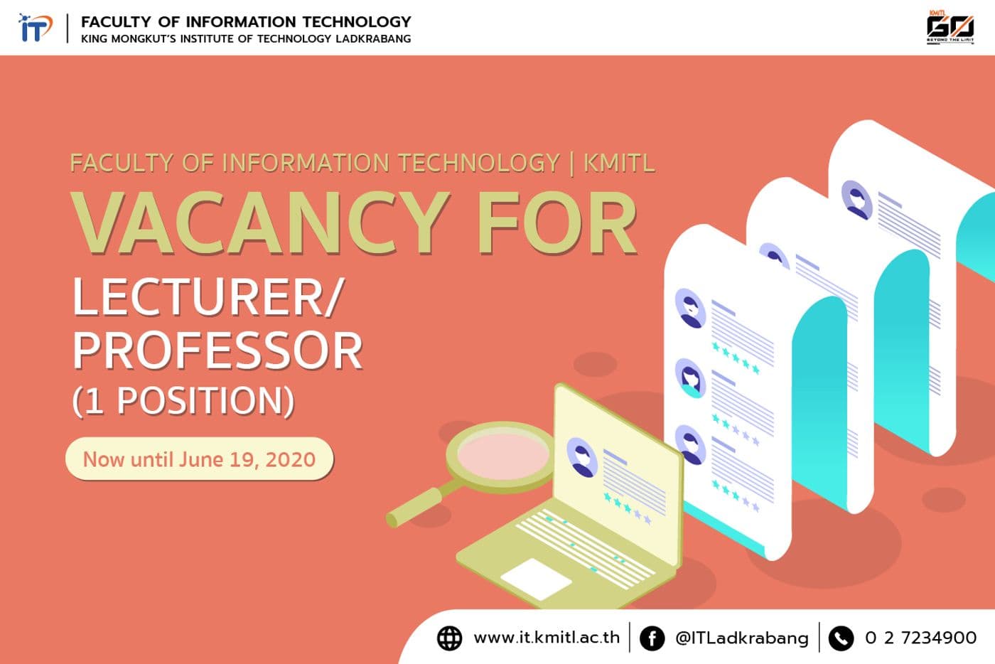 Faculty of Information Technology, KMITL  Position Announcement Lecturer (1 position)